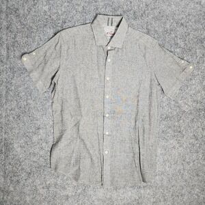 Robert‎ Graham Modern American Shirt Men M Gray Black Glen Check Linen Blend